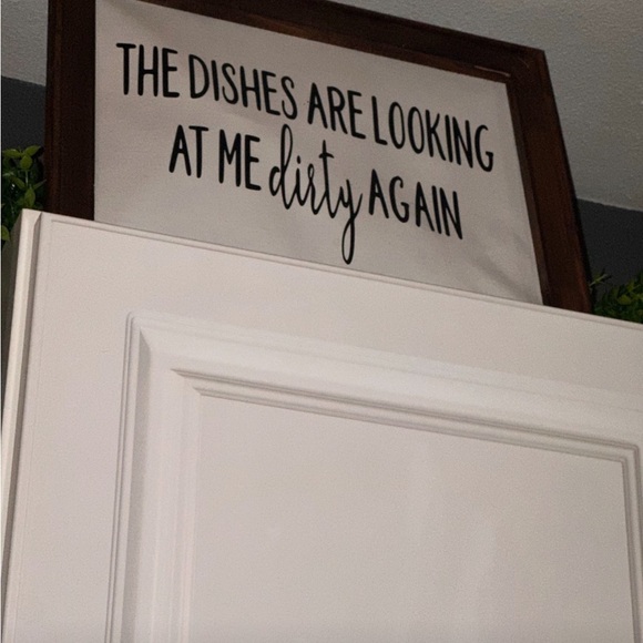 The Dishes are Looking at Me Dirty Again Wooden Framed Kitchen Sign NWOT - Picture 6 of 8